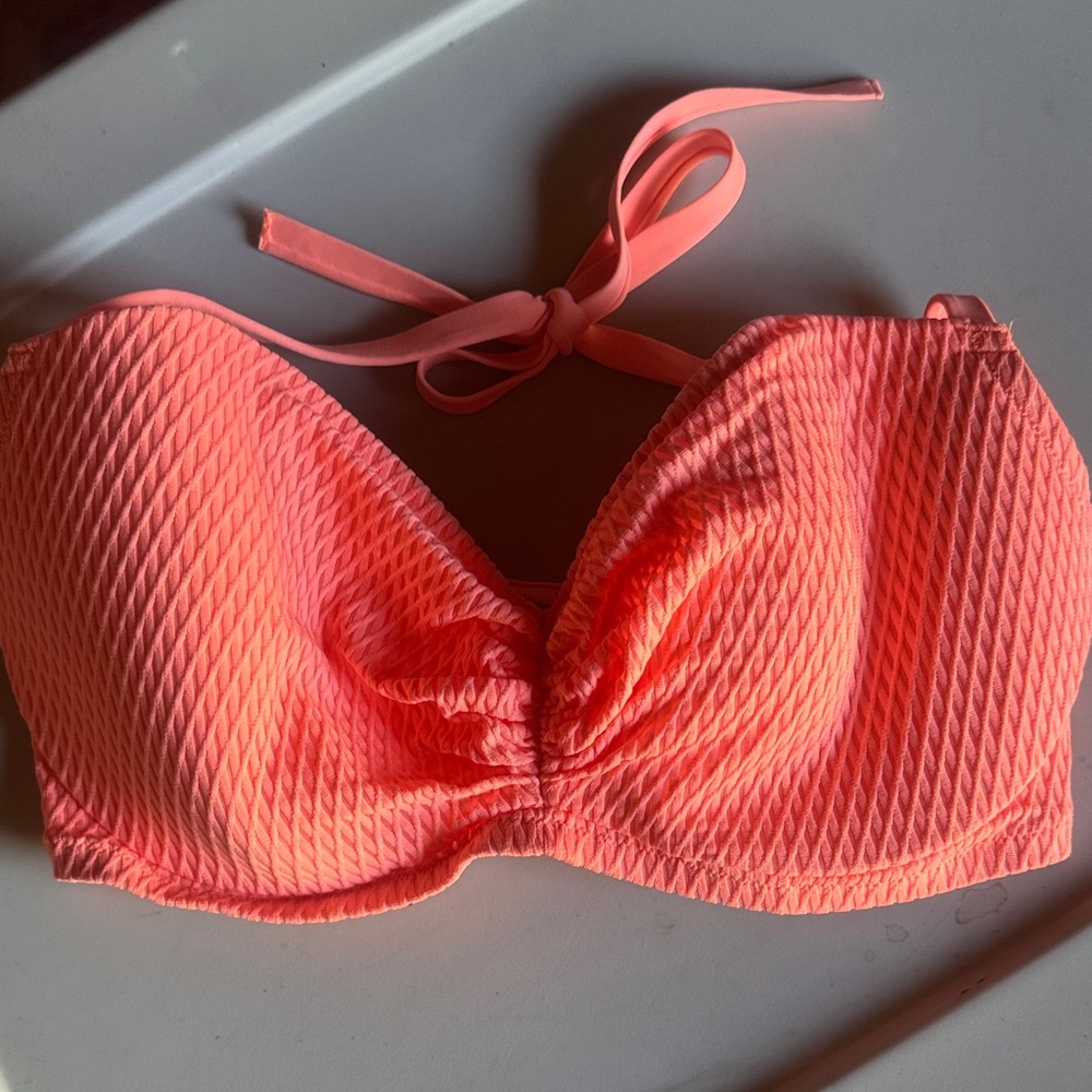 Shade & Shore Coral Textured Bandeau Bikini Top Shade & Shore